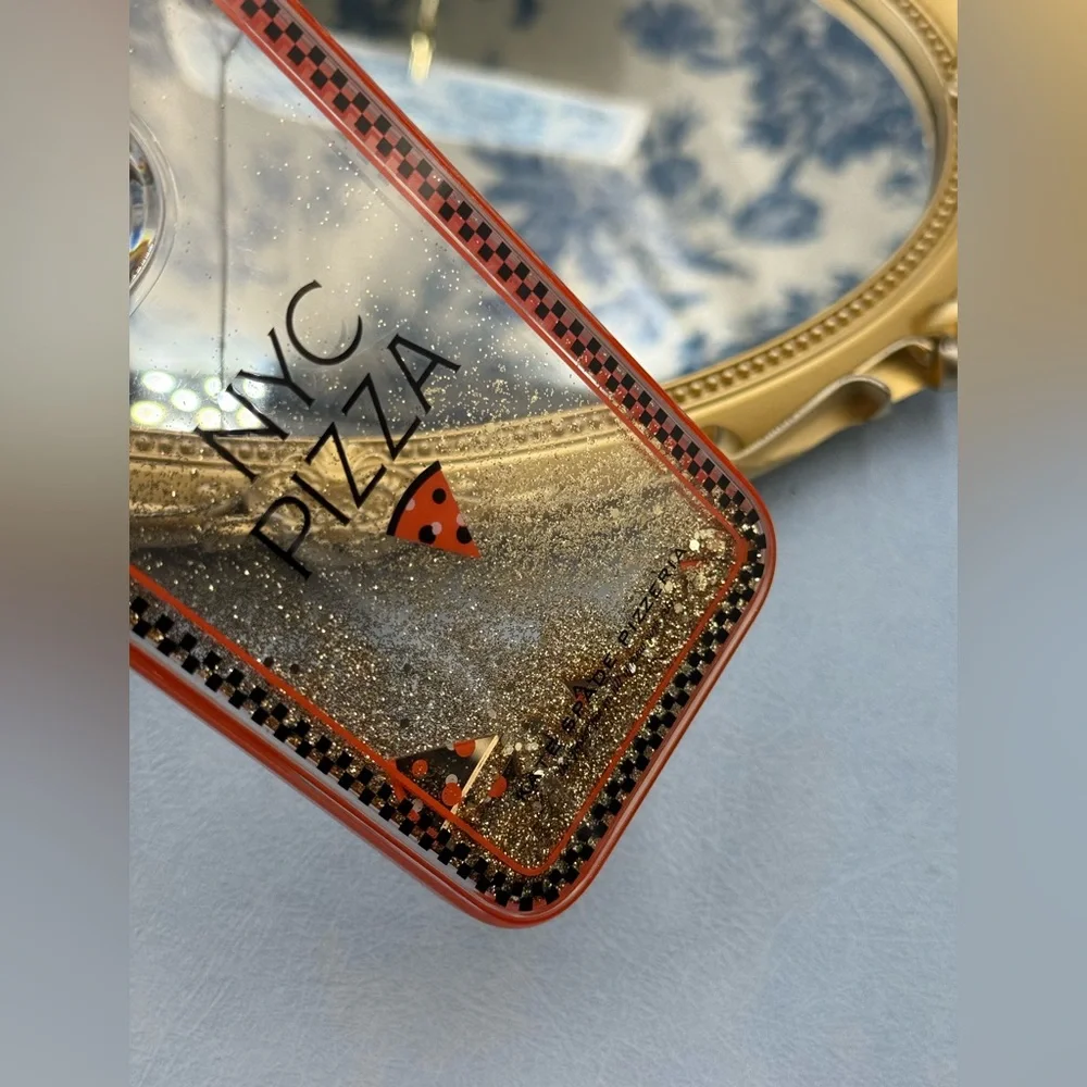 🆕 KATE SPADE NEW YORK 🧿 NWOT Pizza Box iPhone 14 Pro Case, Orange Glitter